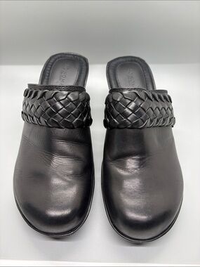 Sonoma Black Braided Leather Slide Mules - Women